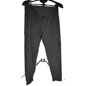 LANE BRYANT LIVI High-Rise Seamless 7/8 Tight Black Leggings w/Side Detail 14/16